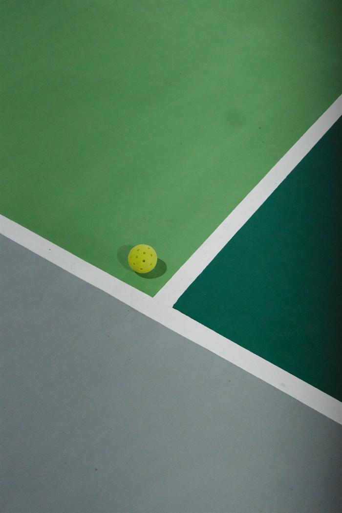 A ball on the court line
